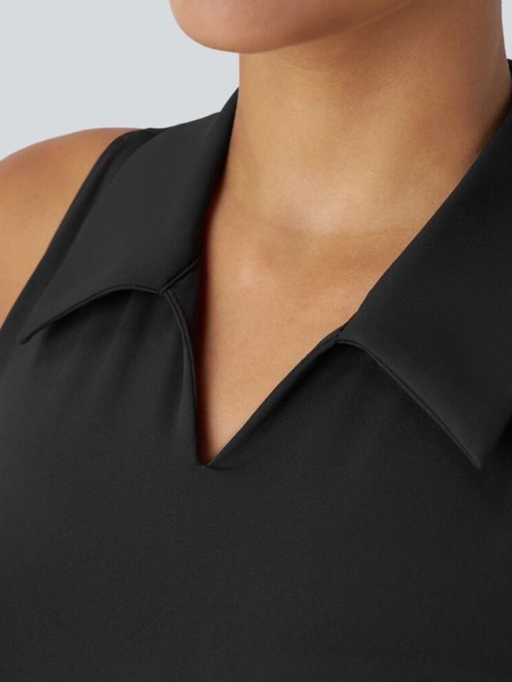 Halara SoftlyZero QuickDry Polo Collar V Neck Racerback Cropped Tennis Tank Top - Picture 2 of 6